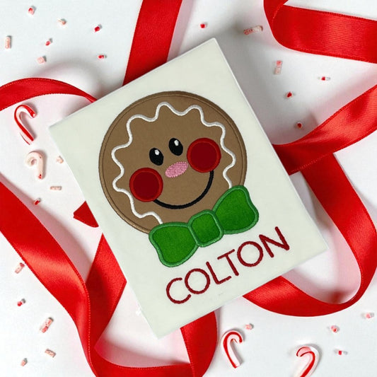 Gingerbread Embroidered Boy Shirt