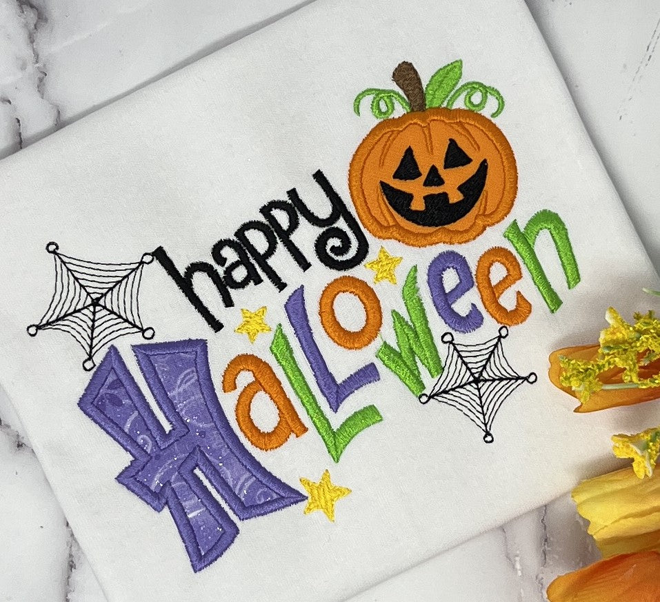 Happy Halloween Embroidered Shirt