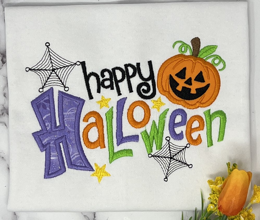 Happy Halloween Embroidered Shirt