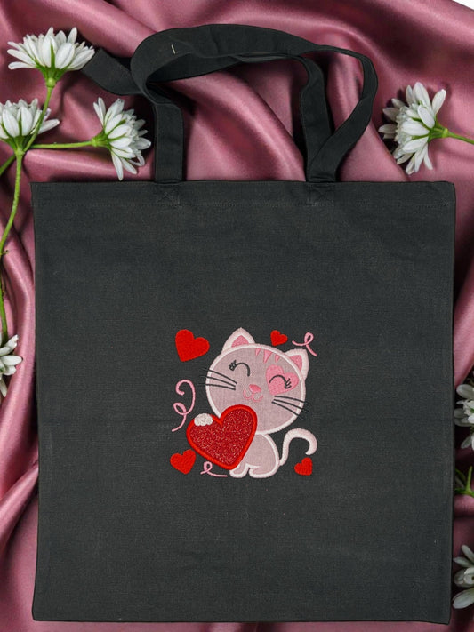 Kitten With Heart Tote Bag